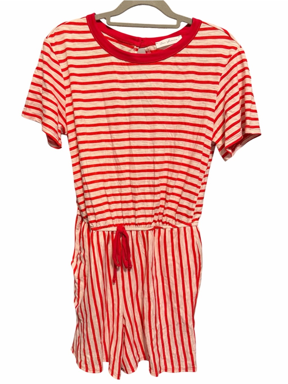 Ces Femme Casual Striped Short Sleeve Romper - Size Small